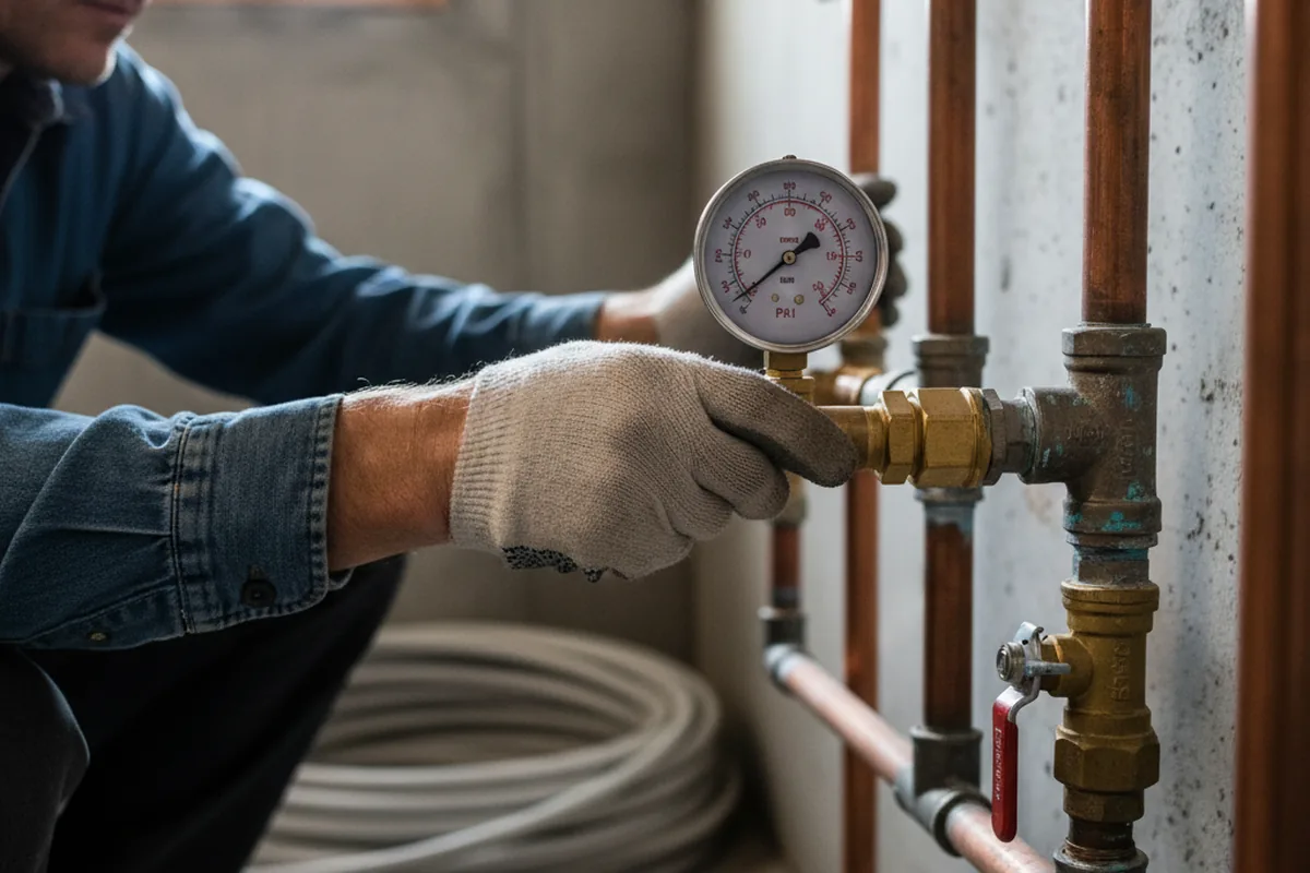 Pressure testing a repaired line during Water Line Repair in Mill Run